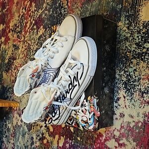 Ed Hardy Tibby Skull Print High Top Sneakers